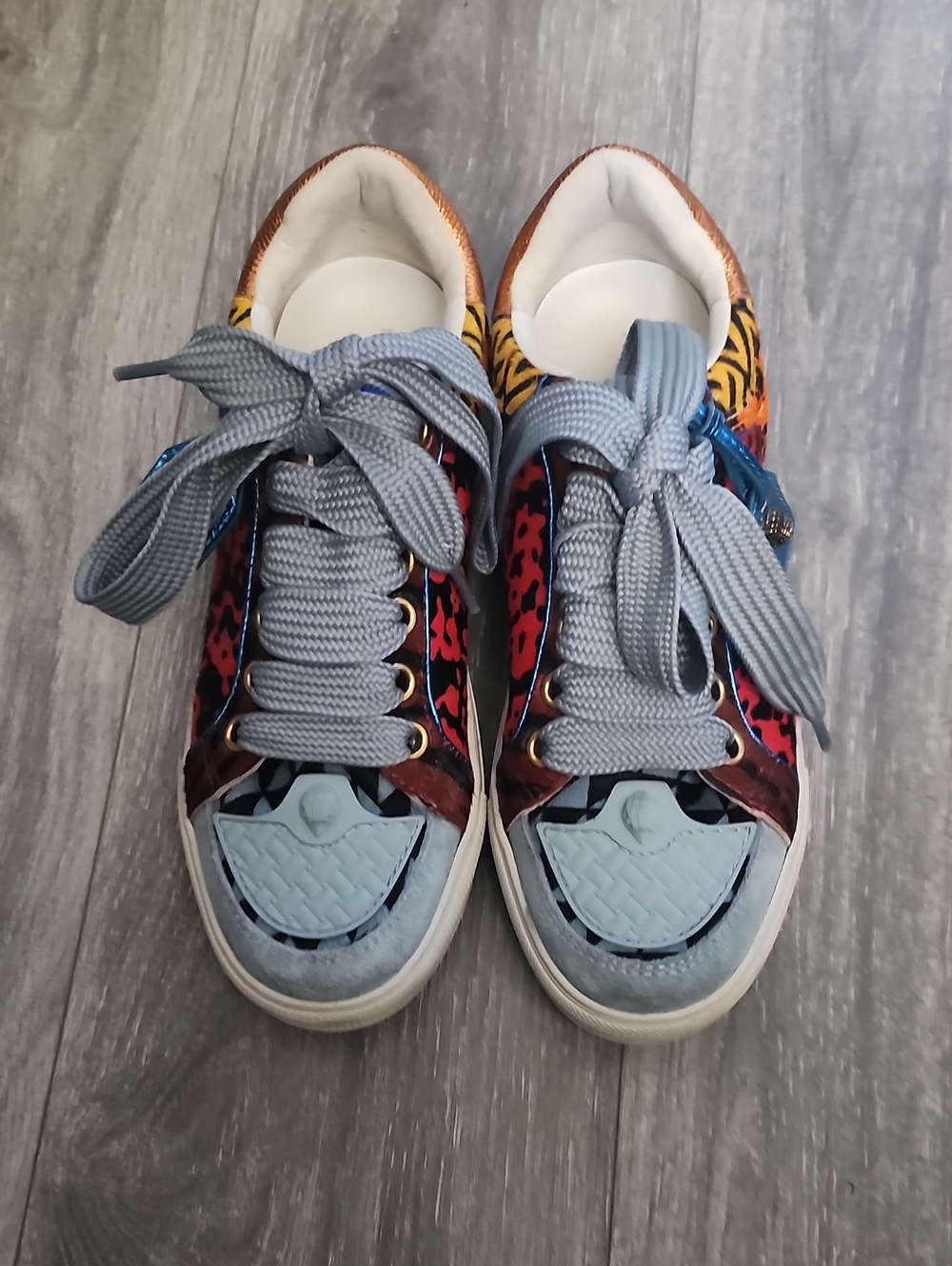 Kurt Geiger Multicolor Patterned Sneakers with Light Blue Laces